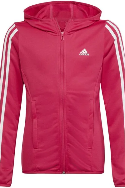 Adidas dětská růžová mikina s kapucí na zip