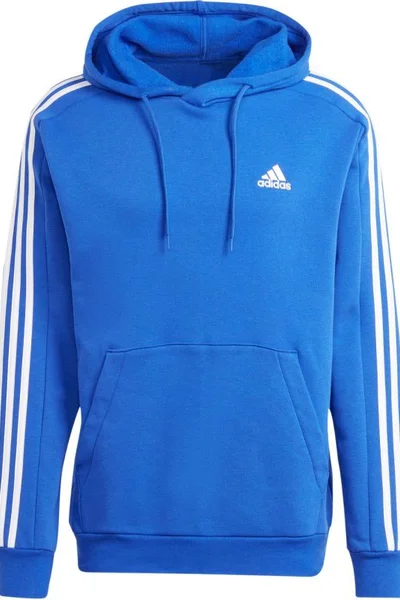 Adidas Pánská Fleece Mikina s Kapucí 3-Stripes - Modrá