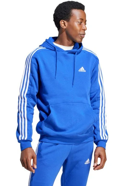 Adidas Pánská Fleece Mikina s Kapucí 3-Stripes - Modrá