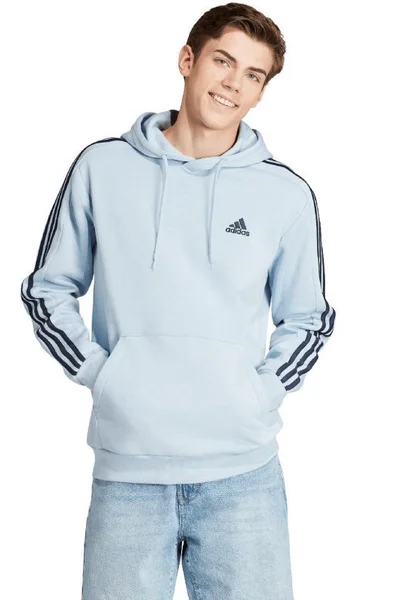 Adidas Pánská Mikina s Kapucí a Pruhy Essentials Fleece Blue