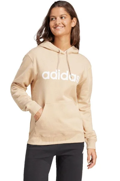 ADIDAS dámská mikina s kapucí Essentials Linear Hoodie beige