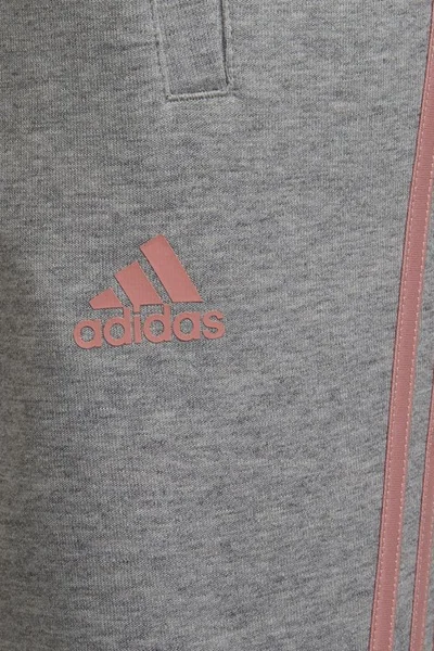 ADIDAS dětské kalhoty 3-Stripes v šedé s růžovými detaily