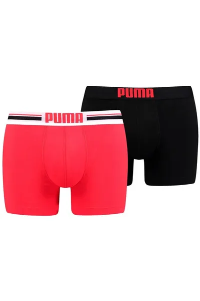 Černé a červené pánské boxerky Puma Placed Logo 2P M 906519 07