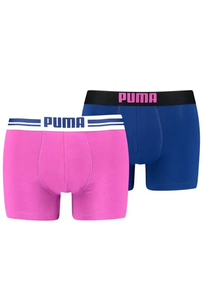 Pánské růžové a modré boxerky Puma Placed Logo 2-pack M 906519 11