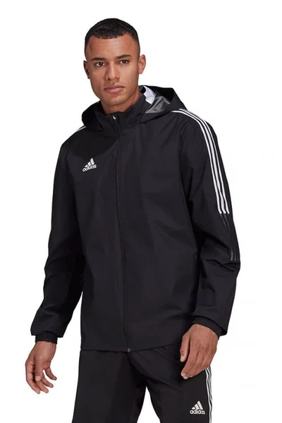 Černá pánská mikina s bílými detaily Adidas Tiro 21 Allweather