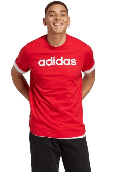 Tričko adidas Essentials s vyšívaným logem červené pánské