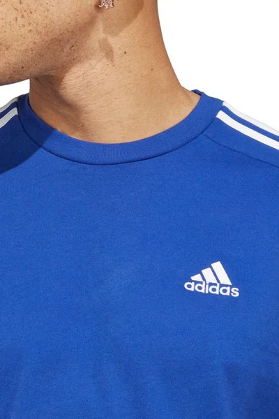 Modré fotbalové tričko adidas s pruhy - 100% bavlna