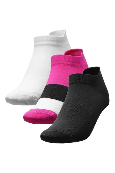 Černé, fuchsiové a bílé kotníkové dámské ponožky 4F W H4L22 SOD002 20S+55S+10