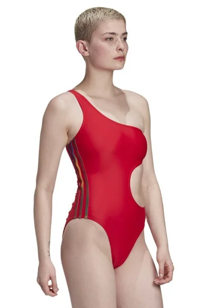 Dámské červené jednodílné plavky Originals Adicolor 3D Trefoil