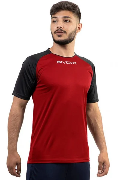 Červeno-černé pásnké tričko Givova Capo MC M MAC03 1210