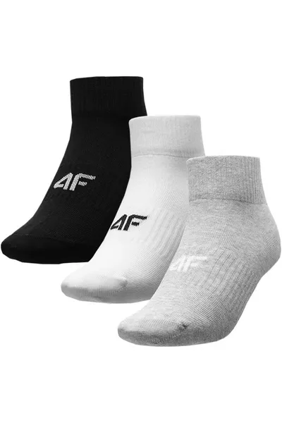 Dámské bílé, černé a šedé kotníkové ponožky 4F W H4L22 SOD303 27M+10S+20