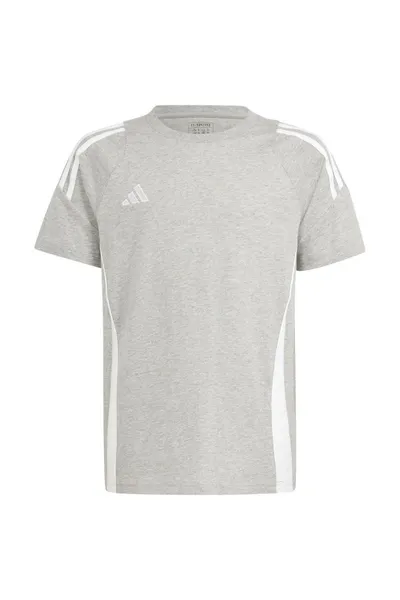 Tričko adidas Tiro Sweat Tee Jr dětské - šedobílé - 100% bavlna