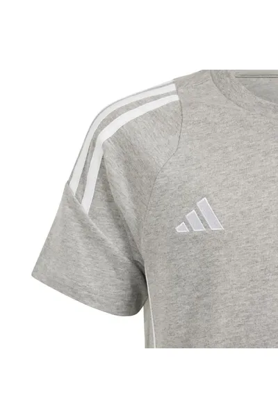 Tričko adidas Tiro Sweat Tee Jr dětské - šedobílé - 100% bavlna