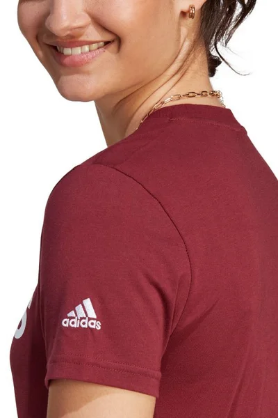 Adidas Dámské Tričko Slim Logo Kaštanové Bavlna