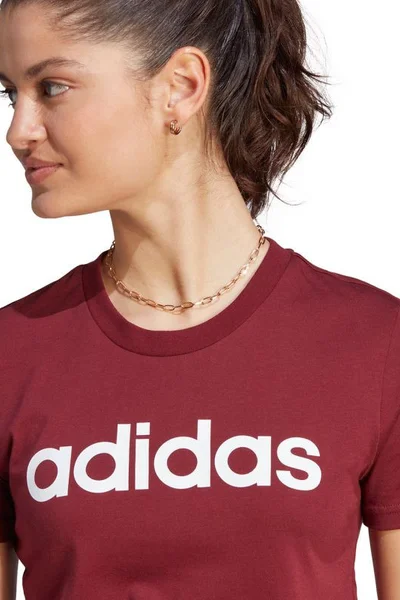 Adidas Dámské Tričko Slim Logo Kaštanové Bavlna