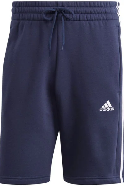 Adidas pánské fleecové šortky s pruhy navy blue