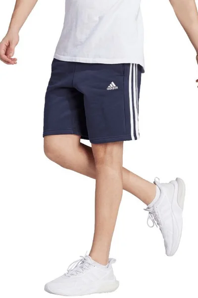 Adidas pánské fleecové šortky s pruhy navy blue