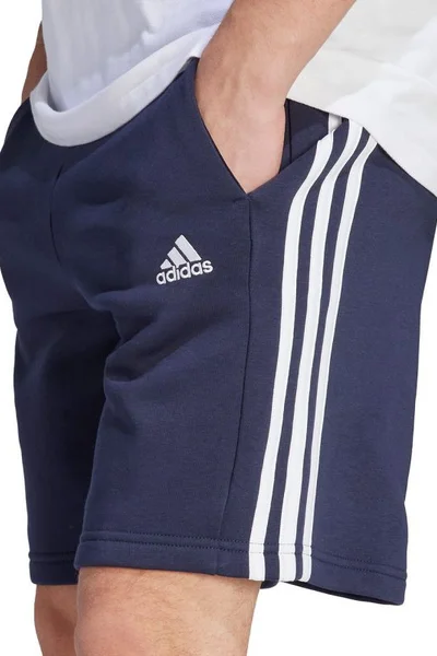 Adidas pánské fleecové šortky s pruhy navy blue