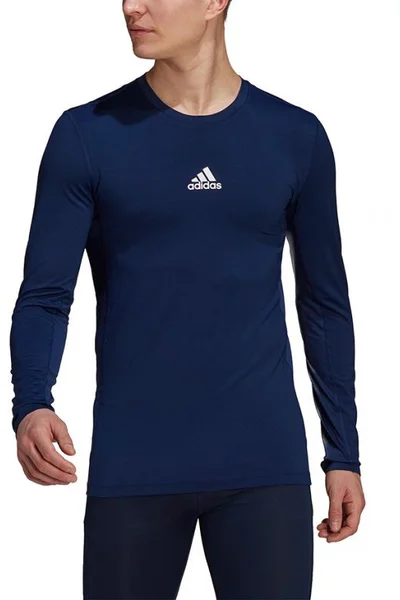 Tmavě modré pánské kompresní tričko Adidas Compression Long Sleeve Tee M GU7338