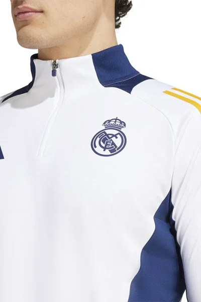 Adidas Real Madrid pánská bílá tréninková mikina s krátkým zipem