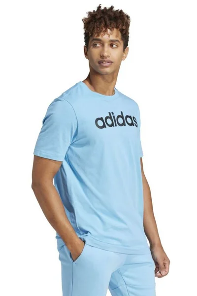 Adidas Pánské Tričko Lineární Logo Modré