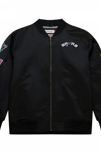 Lehká saténová bomber bunda San Antonio Spurs pánská černá Mitchell & Ness