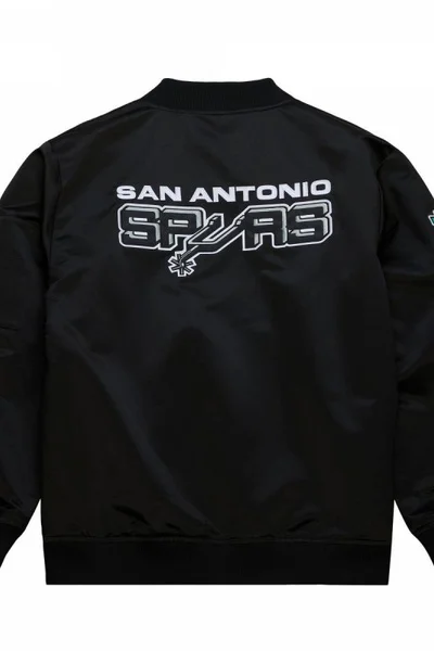 Lehká saténová bomber bunda San Antonio Spurs pánská černá Mitchell & Ness