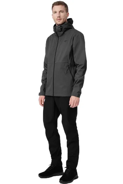 Hydrofobní softshell bunda pro pány s kapucí 4F tmavě šedá