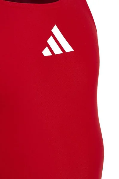 Sportovní červené dívčí plavky Adidas 3 Bars ST