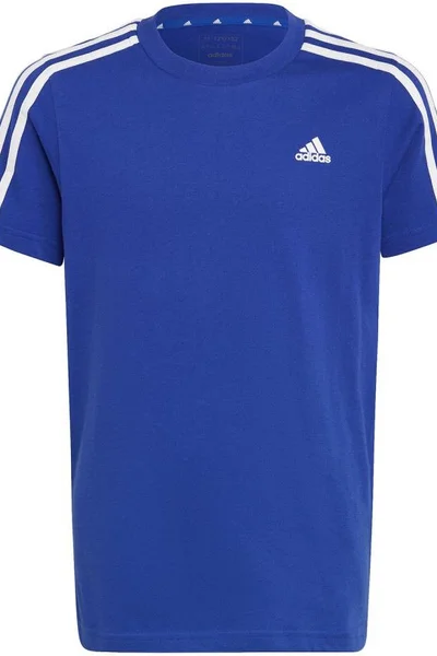 Modré dětské tričko adidas Essentials s pruhy