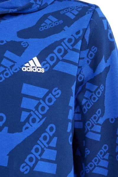 Mikina adidas Essentials s potiskem - dětská - modrá - s kapucí