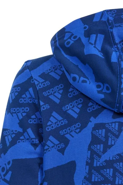 Mikina adidas Essentials s potiskem - dětská - modrá - s kapucí