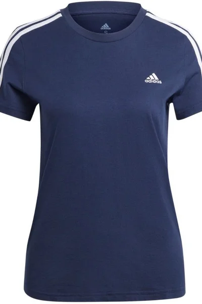 Dámské tričko adidas Essentials Slim 3-Stripes - navy blue