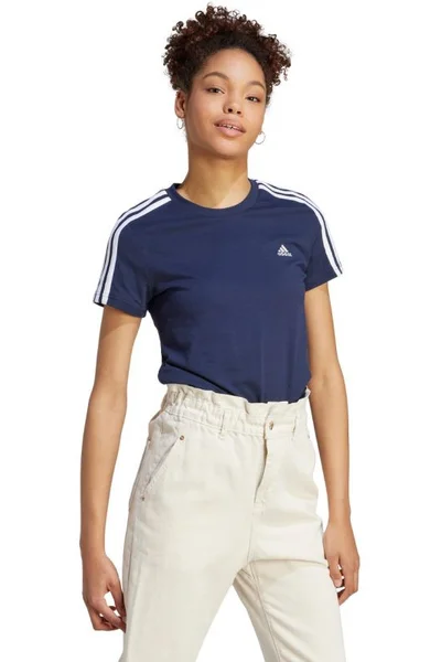 Dámské tričko adidas Essentials Slim 3-Stripes - navy blue