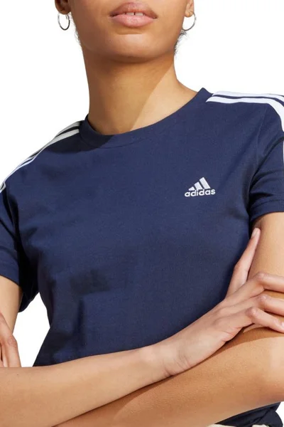 Dámské tričko adidas Essentials Slim 3-Stripes - navy blue