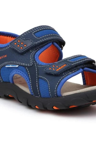 Modré dětské sandály s zipy a nastavitelným páskem od Geox