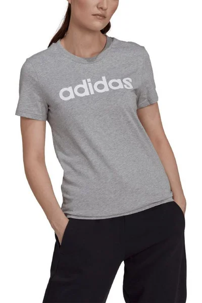 Adidas Dámské Slim Logo Tričko Šedé