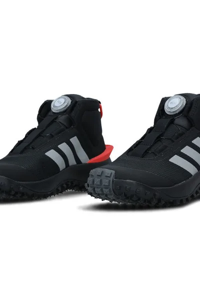 Černá s červenou zimní kotníkové boty pro juniory ADIDAS