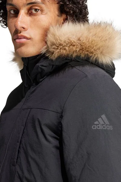 Adidas Pánská Zimní Parka s Umělou Kožešinou - Černá