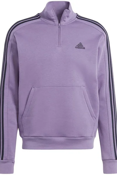 Adidas Essentials Fleece Mikina s pruhy - 1/4-zip - fialová