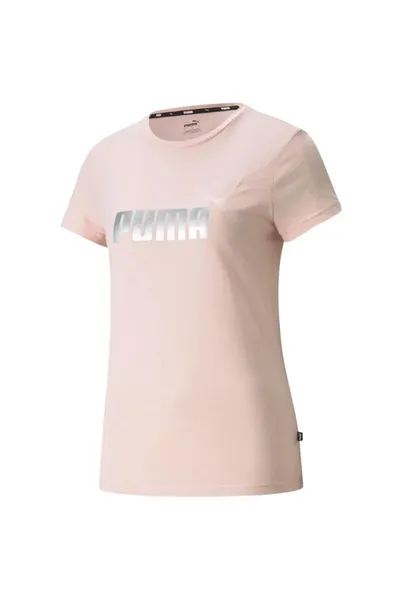 Růžové dámské tričko s logem Puma ESS+Metallic Logo Tee W 586890 36