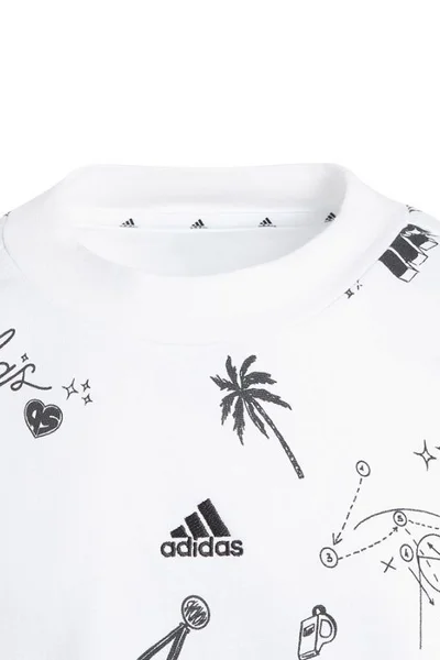 Adidas bílá dětská mikina s volným střihem