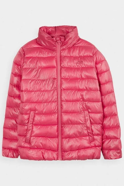 Dívčí růžová péřová bunda 4F