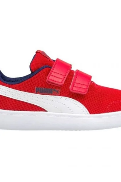 Červené Dětské Tenisky Puma Courtflex v2 Mesh V na Suchý Zip