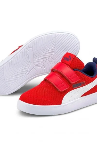 Červené Dětské Tenisky Puma Courtflex v2 Mesh V na Suchý Zip