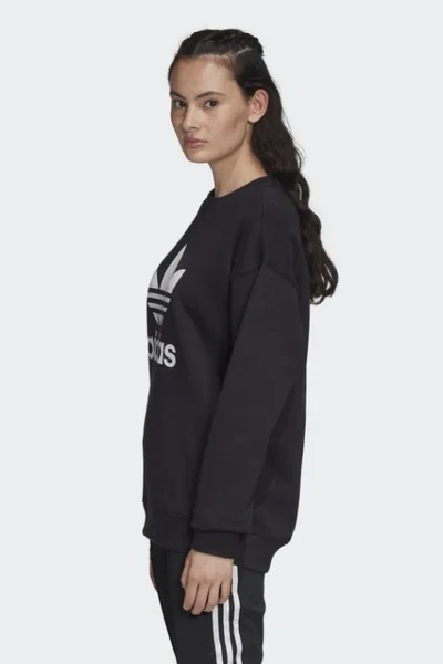 Dámská černobílá mikina Adidas Originals TRF Crew Sweat W FM3272