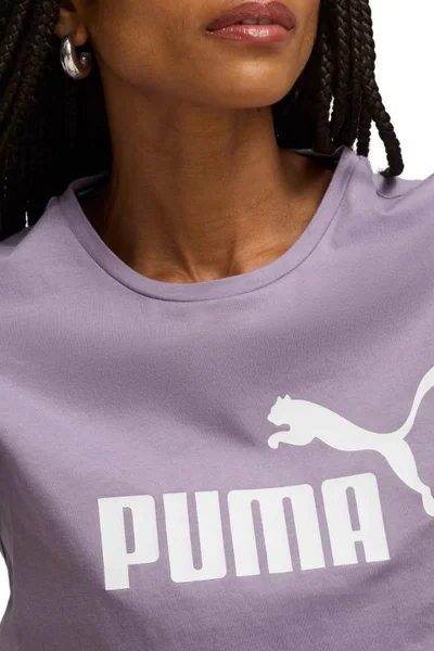 Puma Dámské Tričko ESS Logo - Fialové - Krátký Rukáv