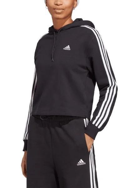 ADIDAS Dámská krátká mikina s kapucí Essentials černá