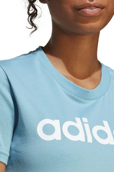 Adidas Dámské Modré Slim Fit Tričko s Logem