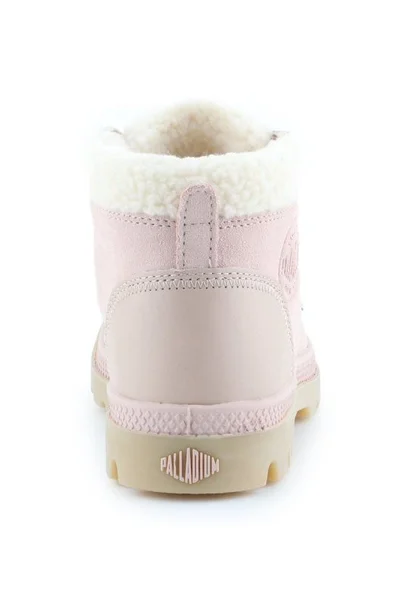 Růžové dámské semišové boty s kožešinou Palladium Pampa Lo Rose Dust W 96467-612-M